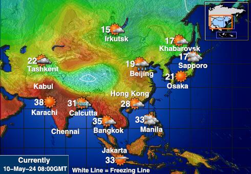 Kazahstāna Laika temperatūra karte 