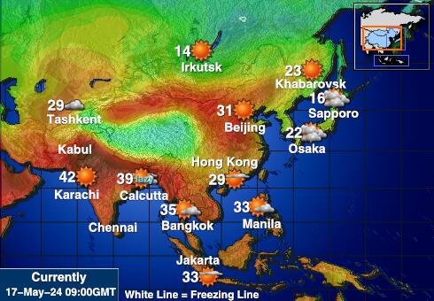 Kazakhstan Peta suhu cuaca 