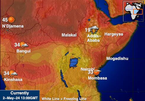 Кенија Временска прогноза, Температура, Карта 