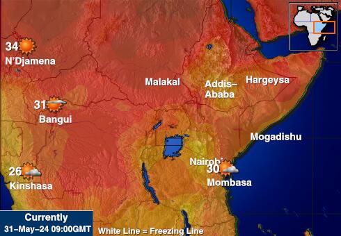 Kenia Sää lämpötila kartta 