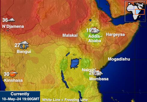 केन्या मौसम का तापमान मानचित्र 
