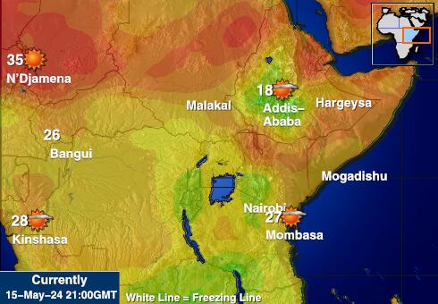 Keňa Mapa teplôt počasia 
