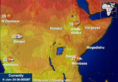 Kenija Vremenska prognoza, Temperatura, karta 