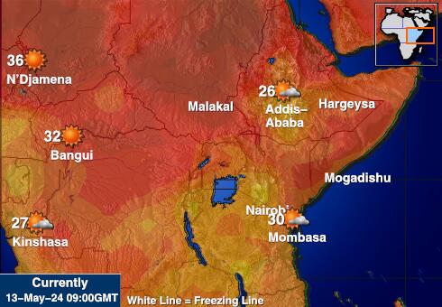 Kenya Ilm temperatuur kaart 
