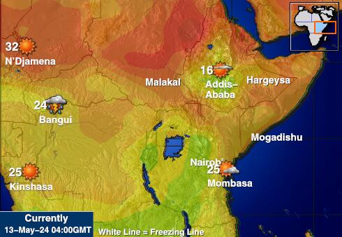 Kenia Mapa de temperatura Tiempo 