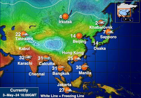 Kingman Reef Vremenska prognoza, Temperatura, karta 