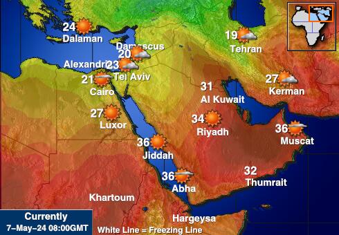 Кувајт Временска прогноза, Температура, Карта 