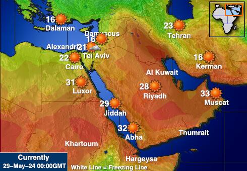 Kuwait Mapa de temperatura Tiempo 