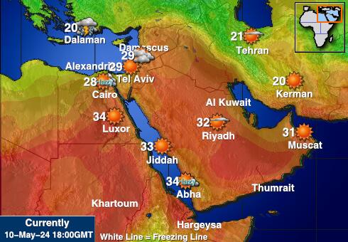 Kuwait Wetter Temperaturkarte 