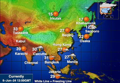 Kirgizsko Mapa teplôt počasia 