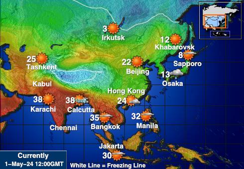 Kirguistán Mapa de temperatura Tiempo 