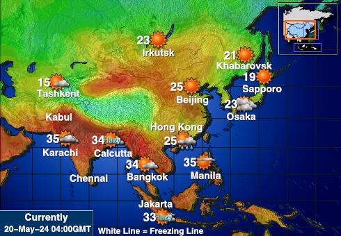 Kirgistan Vremenska prognoza, Temperatura, karta 