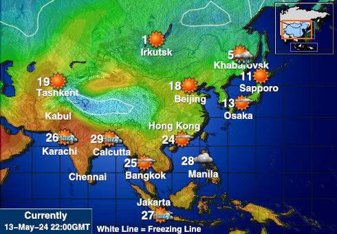 کرغیزستان موسم درجہ حرارت کا نقشہ 