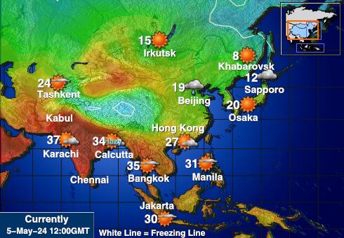 قيرغيزستان خريطة درجة حرارة الطقس 