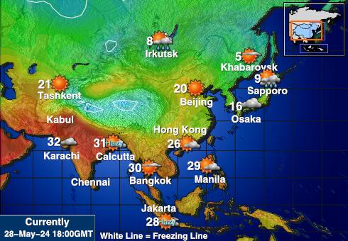 Kyrgyzstan Mapa temperatura Tempo 