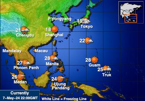 Laos Mapa teplôt počasia 