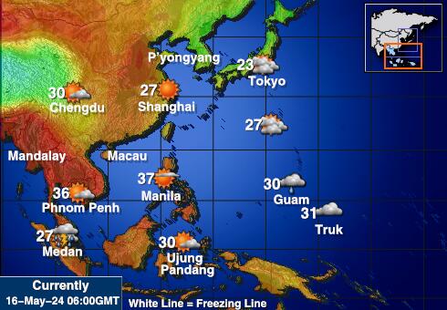 Лаос Карта температури погоди 