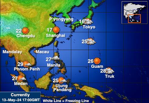Лаос Карта погоды Температура 