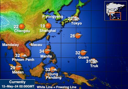 Лаос Временска прогноза, Температура, Карта 