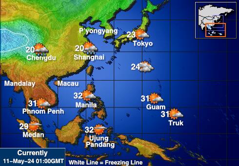 Лаос Температурна карта за времето 