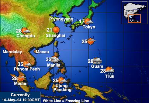 Laos Wetter Temperaturkarte 