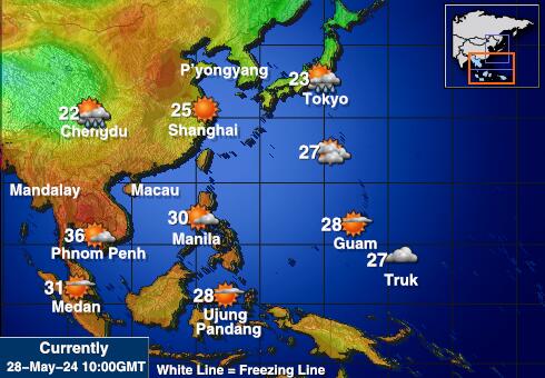 Lào Bản đồ nhiệt độ thời tiết 