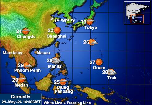 Laos Mapa de temperatura Tiempo 