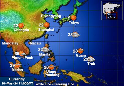 Лаос Температурна карта за времето 