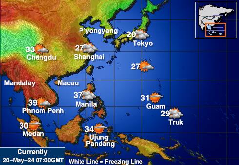 Laos Harta temperaturii vremii 