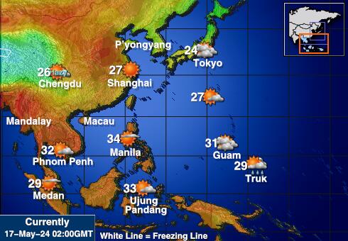 Laos Temperatura Mapa pogody 