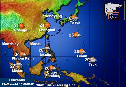 Laos Weather Temperature Map 
