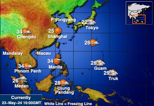 Λάος Θερμοκρασία Καιρός χάρτη 