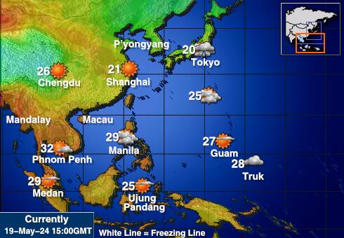 Laos Vremenska prognoza, Temperatura, karta 