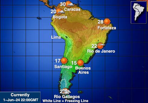 Latīņamerika Laika temperatūra karte 