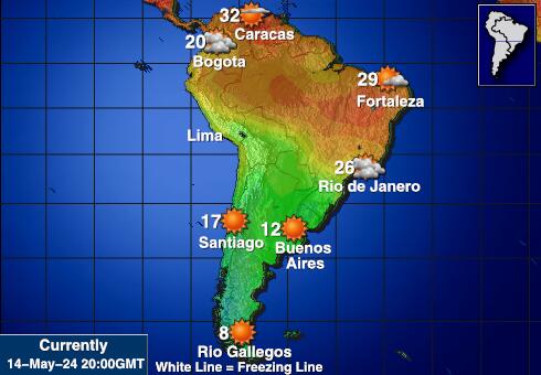 Latinska Amerika Vremenska prognoza, Temperatura, karta 