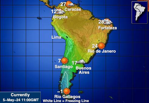 Latijns Amerika Weer temperatuur kaart 