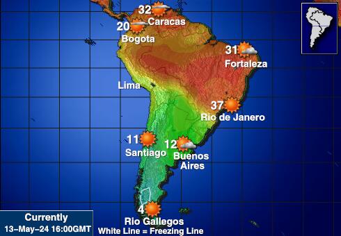 Latinamerika Vädertemperaturkarta 
