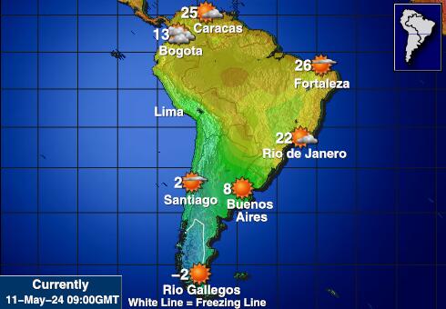 Ladina-Ameerika Ilm temperatuur kaart 