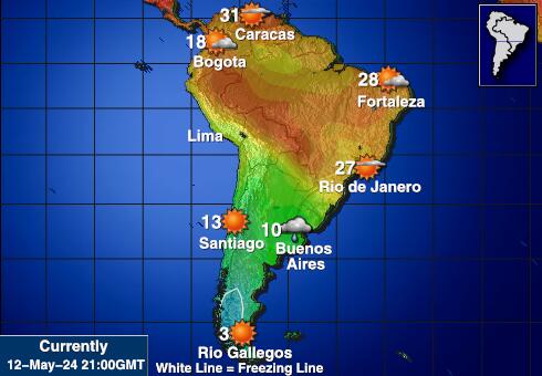 Λατινική Αμερική Θερμοκρασία Καιρός χάρτη 