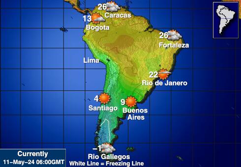 Latinska Amerika Vreme Temperatura Zemljevid 