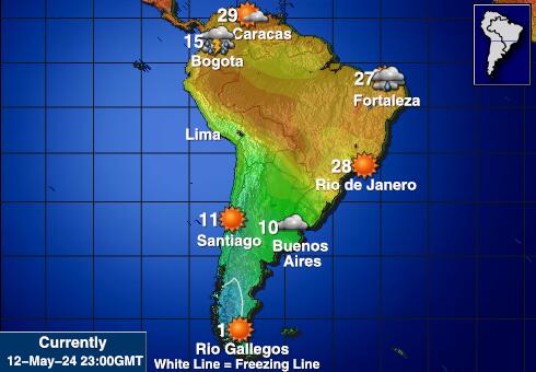 America latina Mapa de temperatura Tiempo 