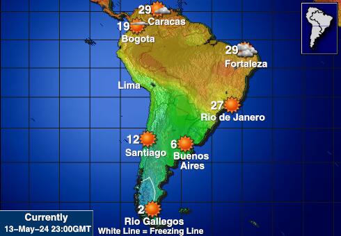 ラテンアメリカ 天気温度マップ 