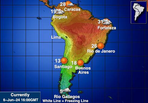 Latinamerika Vädertemperaturkarta 