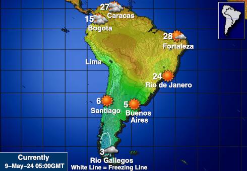 Latinalainen Amerikka Sää lämpötila kartta 