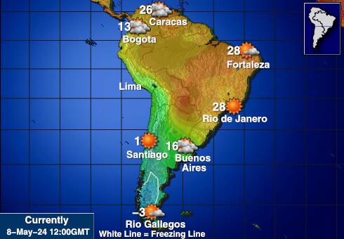 America latină Weather Temperature Map 