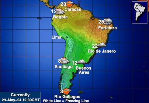 Латинська Америка Карта температури погоди 