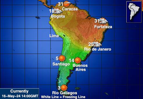 Latin Amerika Vejret temperatur kort 