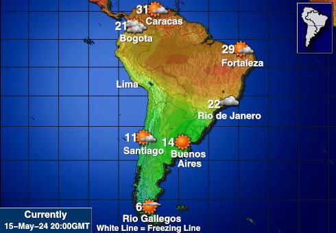 拉丁美洲 天氣溫度圖 
