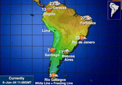 America latina Mapa de temperatura Tiempo 