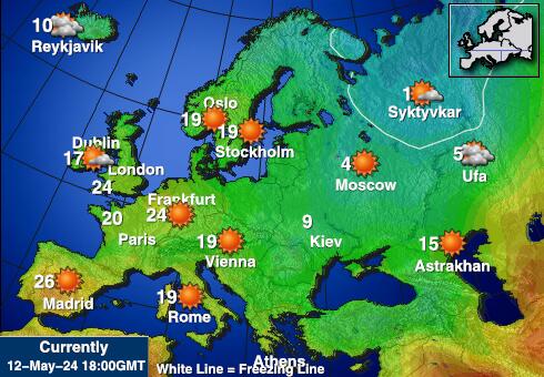 Летонија Временска прогноза, Температура, Карта 
